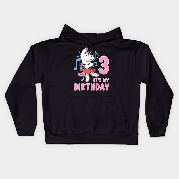 It's my Third Birthday Unicorn Ballerina Kids Hoodie by ModernMode